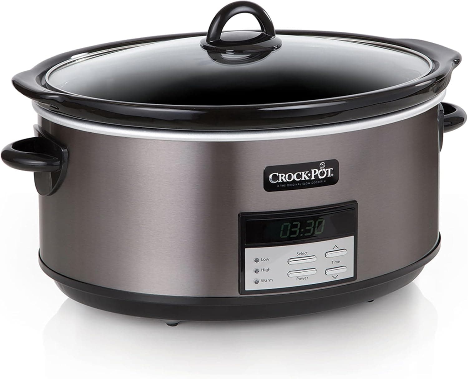 Crock-Pot 8-Quart Programmable Slow Cooker, Black Stainless Steel, product image supplied with the listing